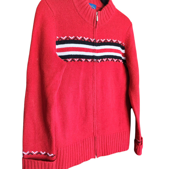 Charter Club Woolmark 100% Pure New Wool Womens Red Sweater Full Zip Mock Neck M - Picture 7 of 7